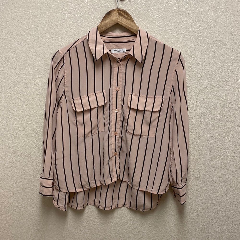 Equipment Femme Silk Stripe Button Blouse Medium